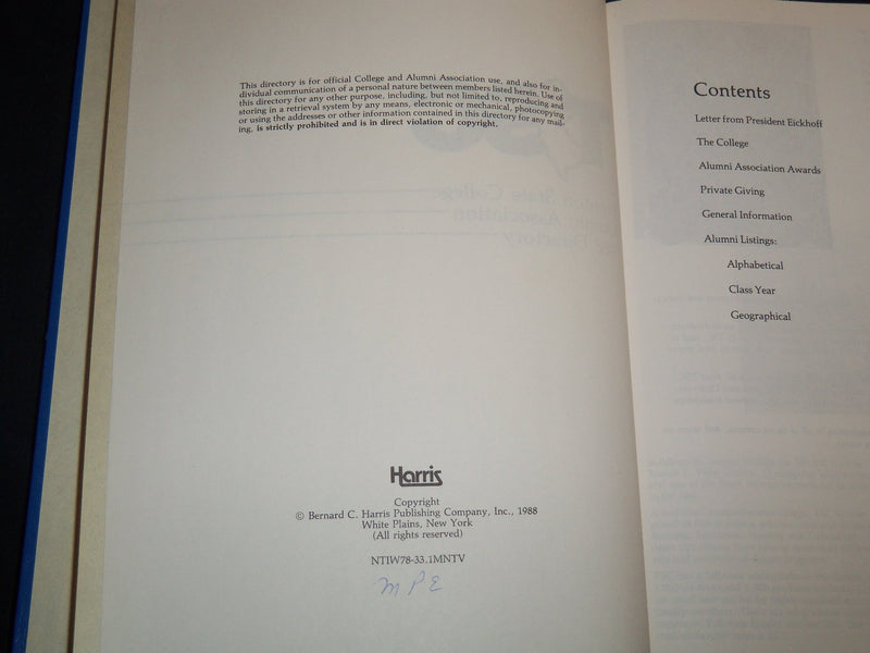 1988 TRENTON STATE COLLEGE ALUMNI ASSOCIATION DIRECTORY - KD 1111Q