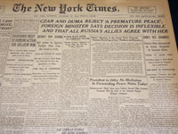 1916 DECEMBER 16 NEW YORK TIMES - CZAR AND DUMA REJECT PREMATURE PEACE - NT 8655
