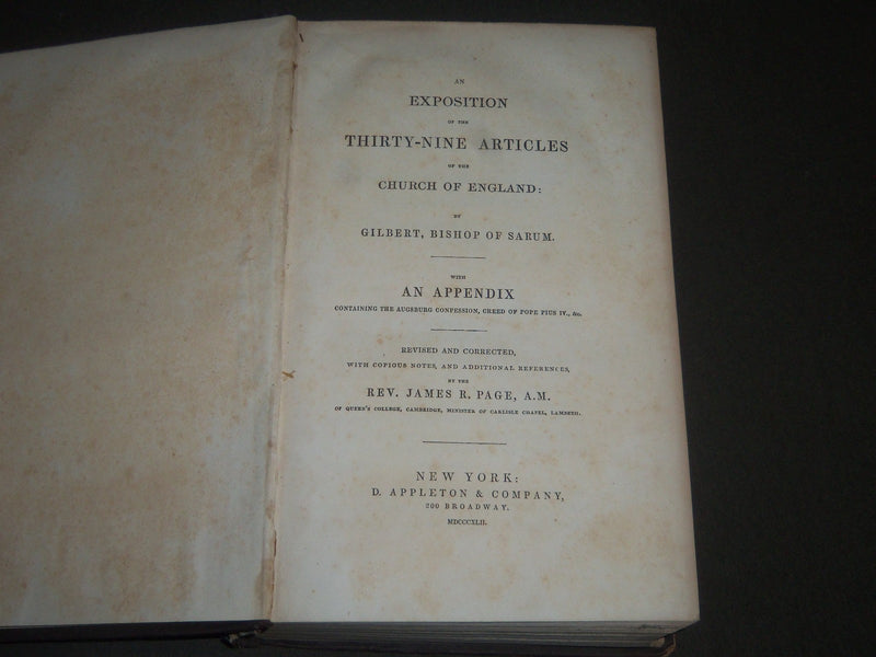 1842 AN EXPOSITION OF THIRTY NINE ARTICLES BY GILBERT BISHOP OF SARUM - KD 4343