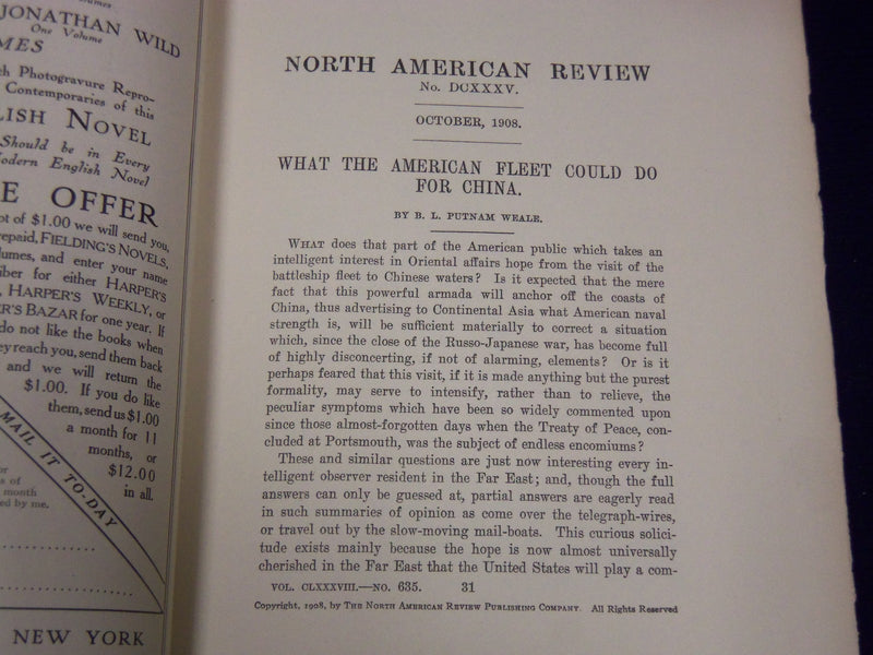 1908 NORTH AMERICAN REVIEW LOT OF 12 COMPLETE YEAR - STORIES/ARTICLES - WR 663