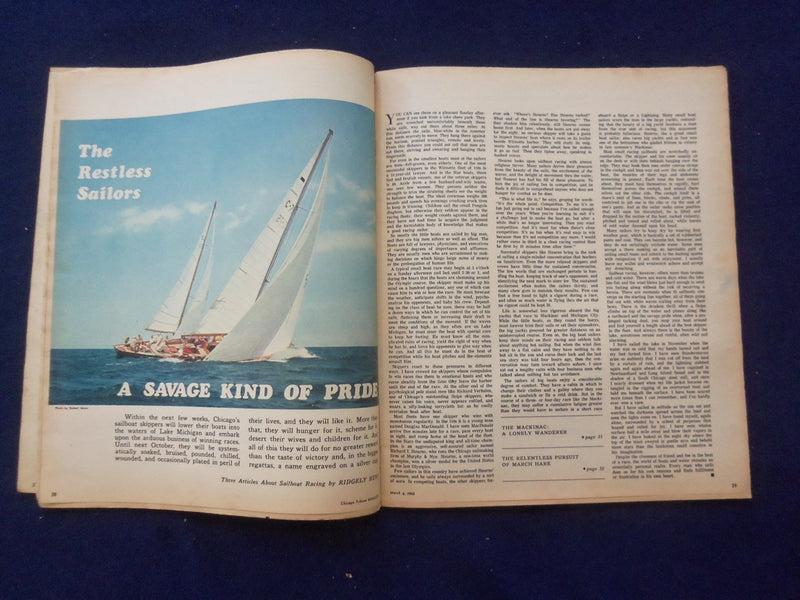 1966 MARCH 6 CHICAGO TRIBUNE MAGAZINE SECTION - THE RESTLESS SAILORS - NP 6384