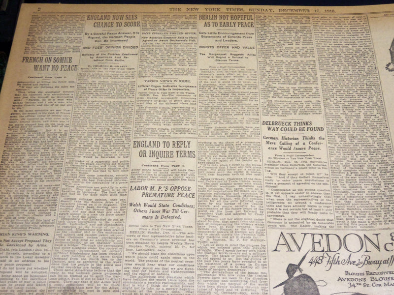 1916 DECEMBER 17 NEW YORK TIMES - RUSSIA READY FOR ANY SACRAFICE - NT 8654