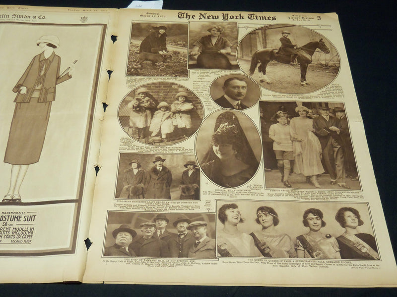 1922 MARCH 19 NEW YORK TIMES PICTURE SECTION NO. 4, 5 & 6 - NICE PHOTOS- NT 8850
