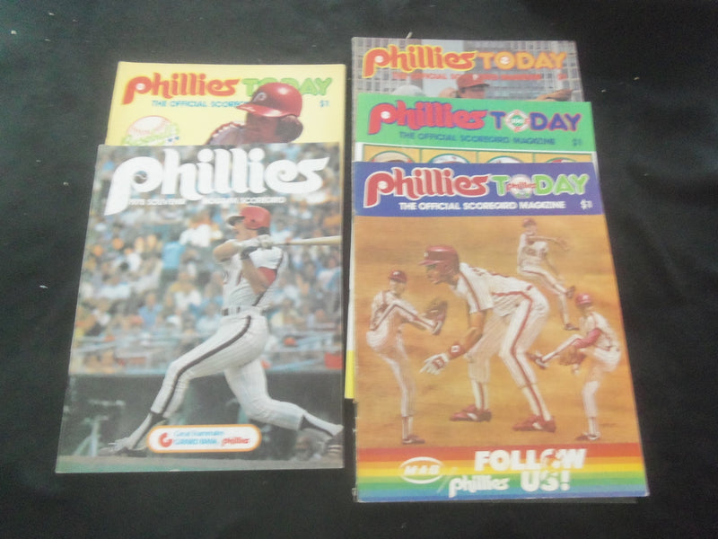 1978-1985 PHILADELPHIA PHILLIES PROGRAM/SCORECARD - LOT OF 5 - B 4443X
