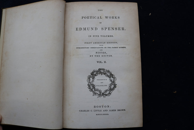 1839 THE POETICAL WORKS OF EDMUND SPENSER HARDCOVER BOOKS - 5 VOLUMES - KD 9450