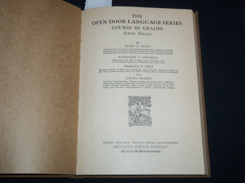 1928 THE OPEN DOOR LANGUAGE SERIES VOLUME - SIXTH GRADE BY SCOTT - KD 4814N