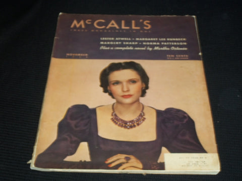 1939 NOVEMBER MCCALL'S MAGAZINE NICE COVER & FULL PAGE ADS - E 1303