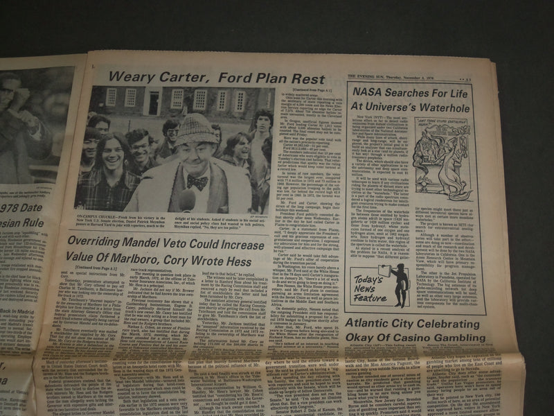 1976 NOV 4 THE BALTIMORE EVENING SUN-CARTER MONDALE WHITE HOUSE TRANSFER-NP 2961