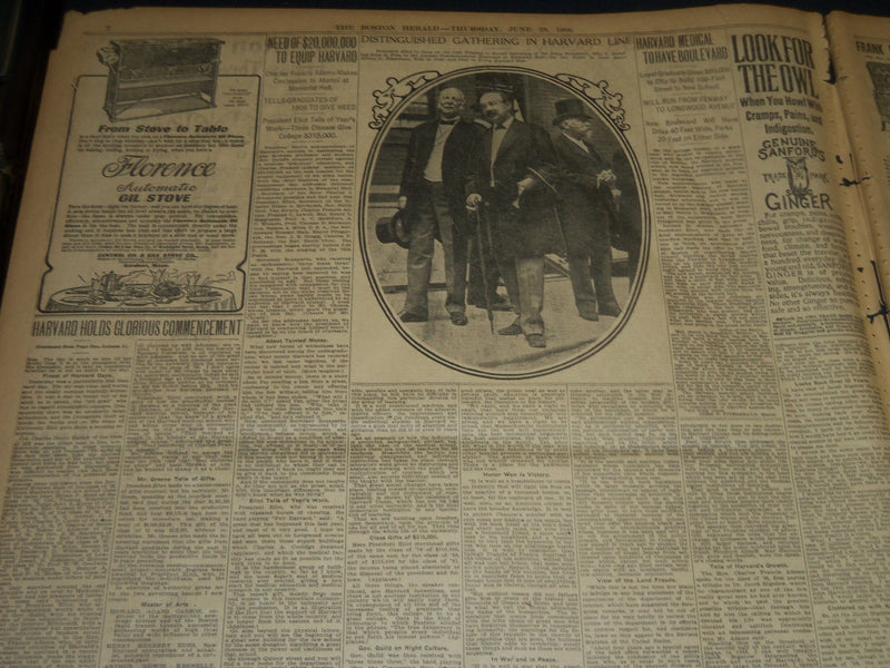 1906 JUNE 28 THE BOSTON HERALD - HARRY THAW SANE - HARVARD PARADE - BH 288