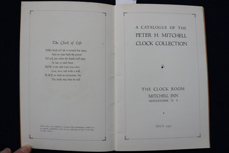 1937 PETER H. MITCHELL CLOCK COLLECTION CATALOGUE SOFTCOVER BOOK - K 777