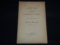 1861 NATHANIEL P. BANKS VALEDICTORY ADDRESS - MASSACHUSETTS - J 8948