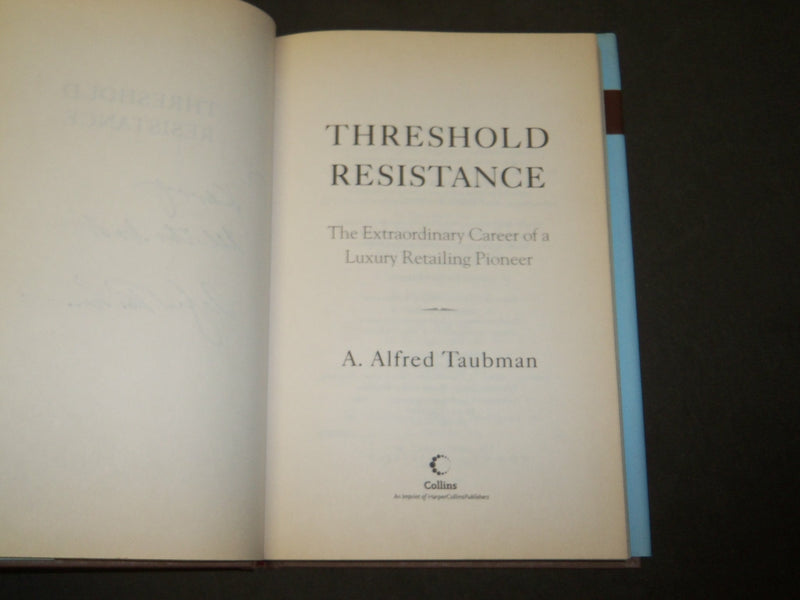 2007 THRESHOLD RESISTANCE BOOK INSCRIBED BY A. ALFRED TAUBMAN - KD 5330