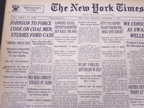 1933 SEPTEMBER 7 NEW YORK TIMES - JOHNSON TO FORCE CODE ON COAL MEN - NT 5270