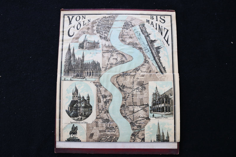 1900'S PANORAMA VOM RHEIN MAINZ-COLN FOLD-OUT HARDCOVER BOOK - K 2360