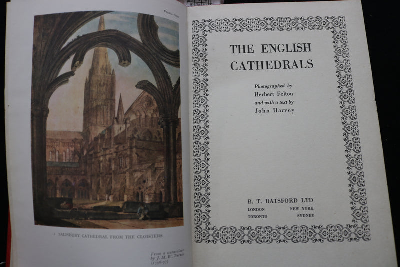 1950 THE ENGLISH CATHEDRALS HARDCOVER BOOK BY JOHN HARVEY - KD 9478