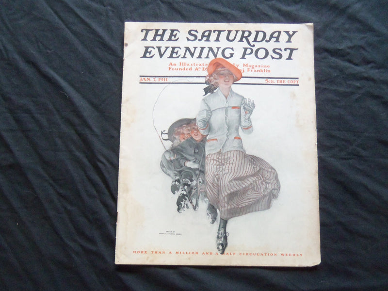 1911 JANUARY 7 THE SATURDAY EVENING POST MAGAZINE - ILLUSTRATED COVER - SP 613