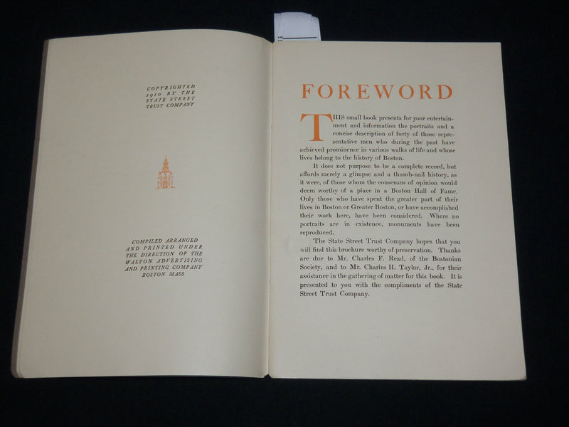 1910 FORTY OF BOSTON 'S IMMORTALS SOFTCOVER BOOK - J 6570