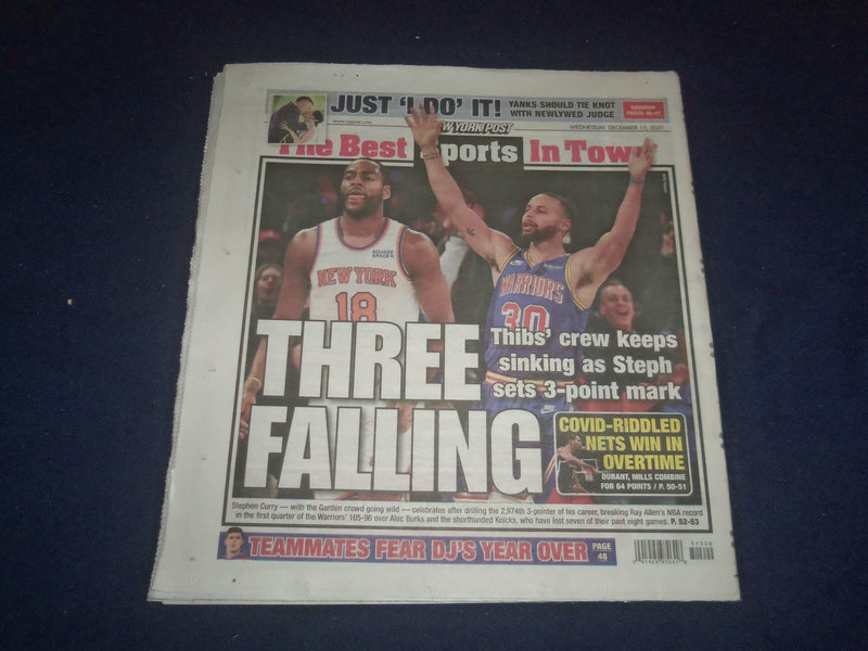 2021 DECEMBER 15 NEW YORK POST NEWSPAPER - KEECHANT SEWELL NEW NYPD COMMISSIONER