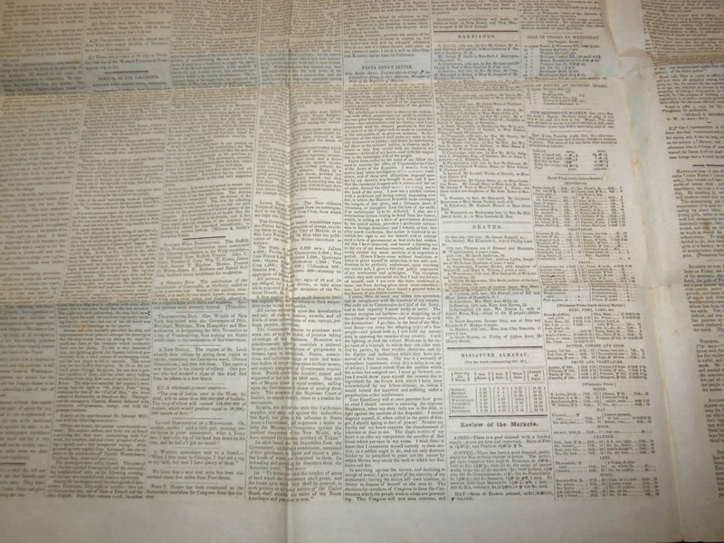 1846 OCTOBER 24 MASSACHUSETTS PLOUGHMAN NEWSPAPER - SANTA CLARA LETTER - NP 5134