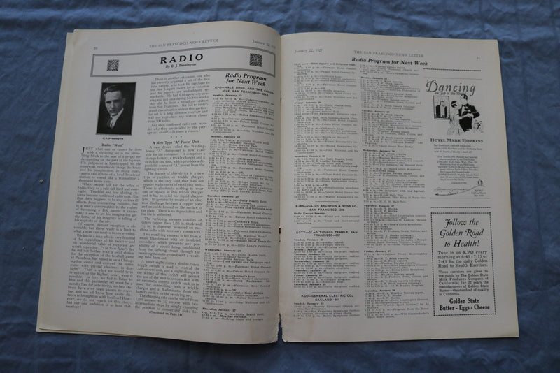 1927 JAN 22 SAN FRANCISCO NEWS LETTER MAGAZINE - PACIFIC AUTO SHOW - ST 5509I