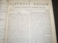 1862 SATURDAY REVIEW 2 BOUND VOLUMES - COMPLETE YR- PUBLISHED IN LONDON - R 1084