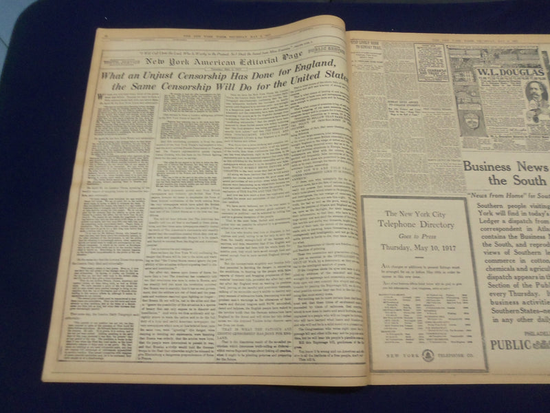 1917 MAY 3 NEW YORK TIMES - WHOLE WORLD FACES U-BOAT PERIL - NT 9132