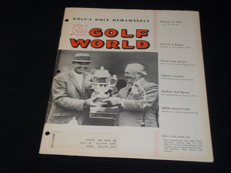 1967 FEBRUARY 3 GOLF WORLD MAGAZINE - SAM SNEAD FRONT COVER - E 7211