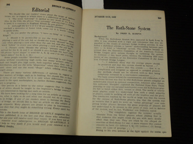 1959 BRIDGE QUARTERLY MAGAZINE - VOLUME 3 ISSUE NO. 1 - K 2634