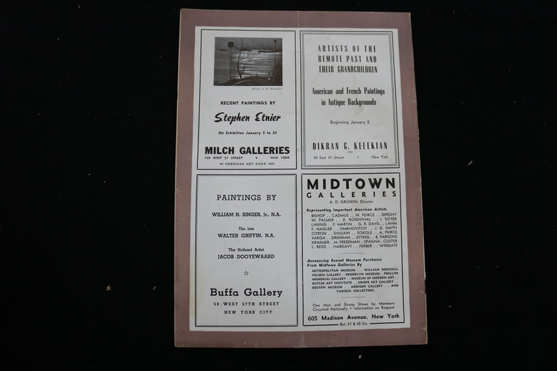 1942 JAN 1 THE ART DIGEST MAGAZINE - LAYING THE KEEL BY S. ETNIER COVER - F 256G
