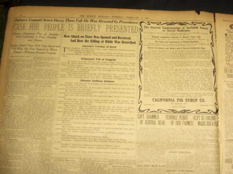 1907 FEB 5 THE BOSTON HERALD-HARRY THAW FELT HE WAS DIRECTED BY PROVIDENCE-BH 31