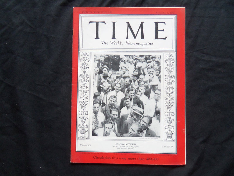 1932 NOVEMBER 7 TIME MAGAZINE - COMMON CITIZENS - T 344