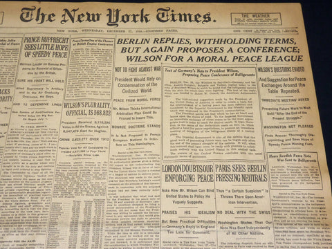 1916 DECEMBER 27 NEW YORK TIMES - BERLIN REPLIES WITHOLDING TERMS - NT 8644