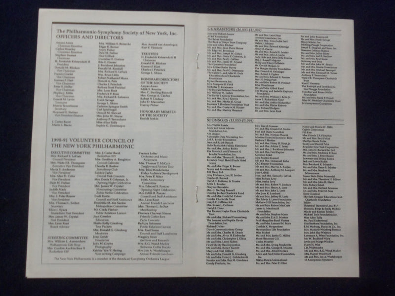 1991 APRIL 4 LEONARD SLATKIN & E.G. MARSHALL SIGNED PROGRAM + A 3RD SIGNATURE