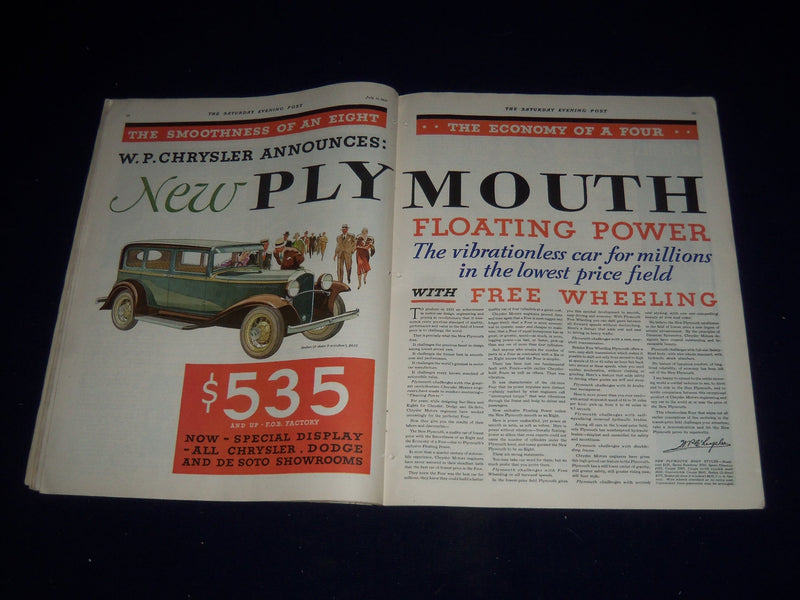 1931 JULY 11 THE SATURDAY EVENING POST MAGAZINE - ILLUSTRATED COVER -SP 1401