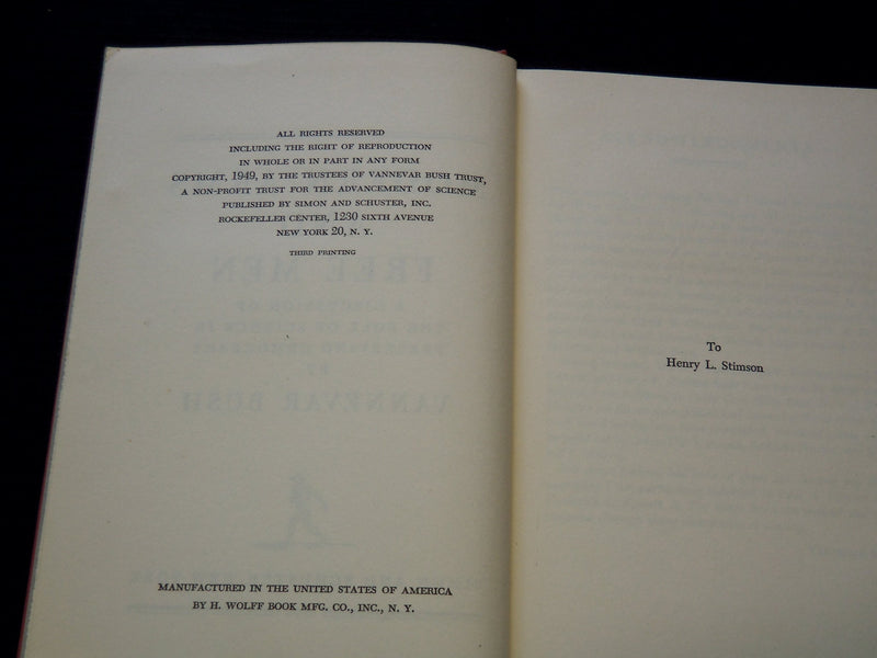 1949 MODERN ARMS AND FREE MEN BOOK BY VANNEVAR BUSH - THIRD PRINTING - KD 7666