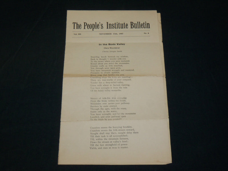 1907 NOVEMBER 17 THE PEOPLE'S INSTITUTE BULLETIN - VOLUME 3 NO. 2 - J 5971