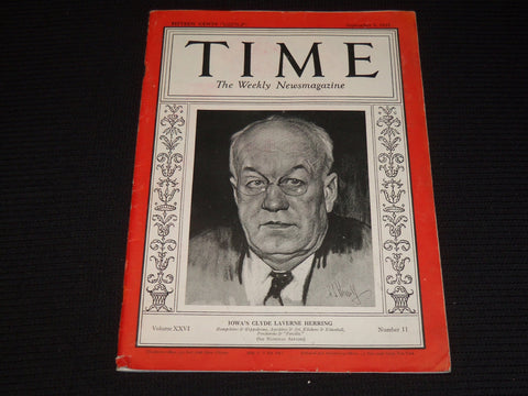 1935 SEPTEMBER 9 TIME MAGAZINE - GOVERNOR CLYDE L. HERRING OF IOWA - T 485