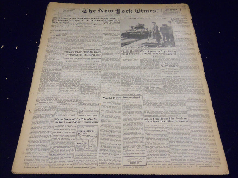 1951 FEB 12 NEW YORK TIMES - PARALLEL CROSSED BY SOUTH KOREANS - NT 1995
