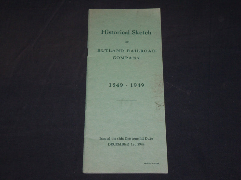 1949 RUTLAND RAILROAD COMPANY HISTORICAL SKETCH BOOK - SECOND EDITION - J 5956