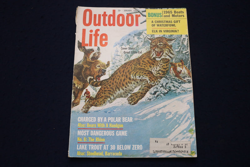 1965 JANUARY OUTDOOR LIFE MAGAZINE - ILLUSTRATED COVER, STORIES, PHOTOS - E 9000