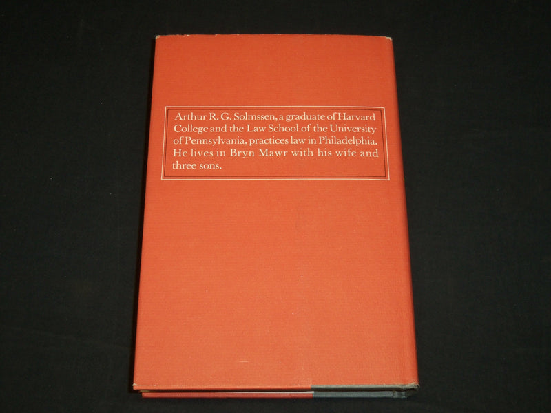 1968 RITTENHOUSE SQUARE BOOK INSCRIBED BY ARTHUR R. G. SOLMSSEN - 1ST EDN- D 499