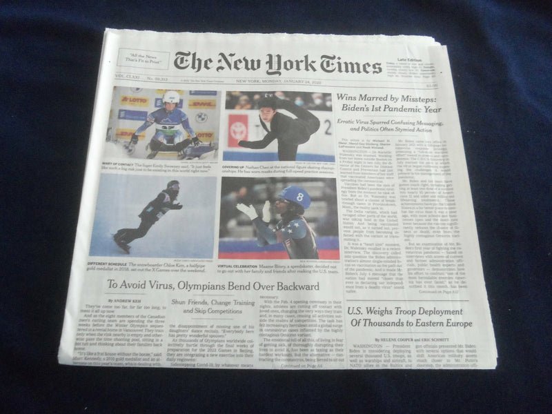 2022 JANUARY 24 NEW YORK TIMES - BIDEN'S 1ST PANDEMIC YEAR MARRED BY MISSTEPS