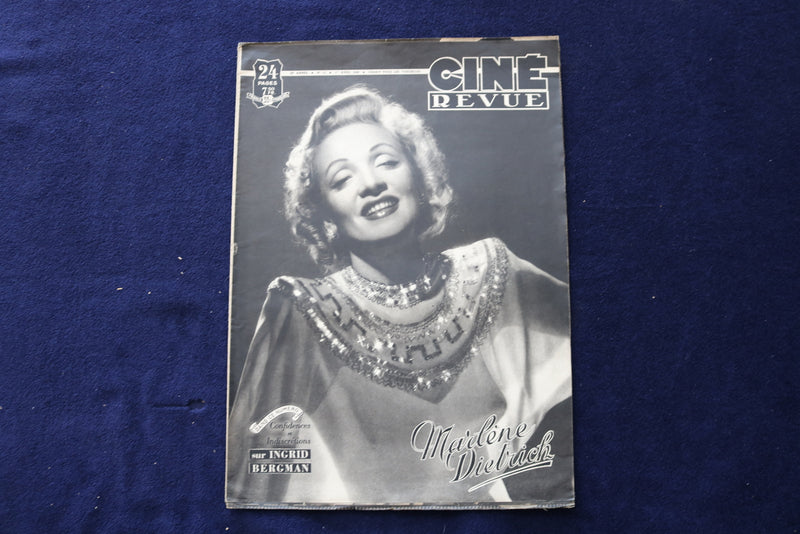 1949 APRIL 1 CINE REVUE MAGAZINE - MARLENE DIETRICH - FRENCH COVER - E 23884
