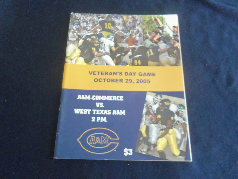 2005 OCT 29 FOOTBALL PROGRAM -TEXAS A&M COMMERCE VS WEST TEXAS A&M - SP 1216W