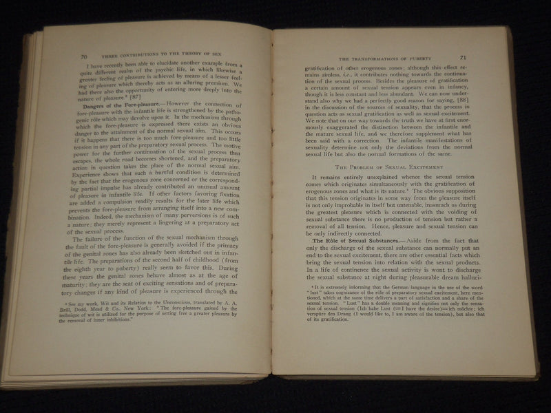 1930 THREE CONTRIBUTIONS TO THE THEORY OF SEX BOOK BY SIGMUND FREUD - KD 4505F