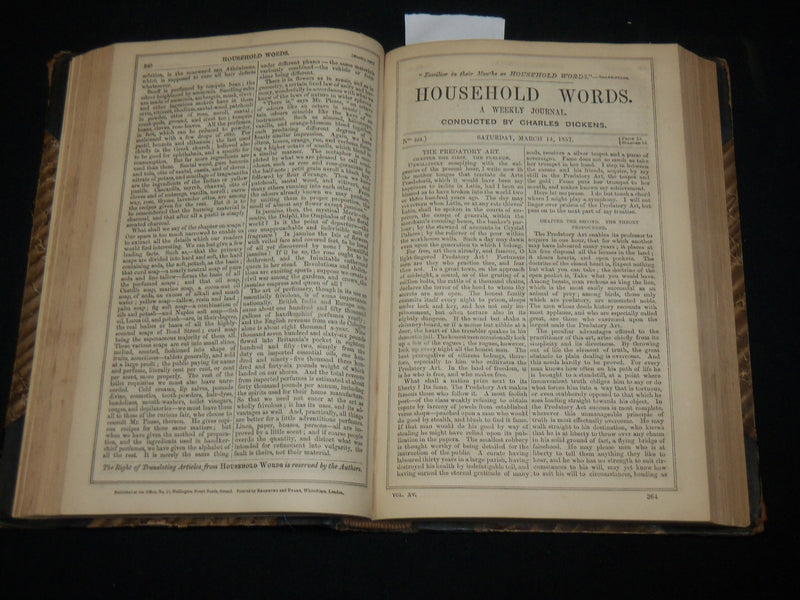1857 HOUSEHOLD WORDS WEEKLY JOURNAL VOLUME 15 - CHARLES DICKENS - KD 6355