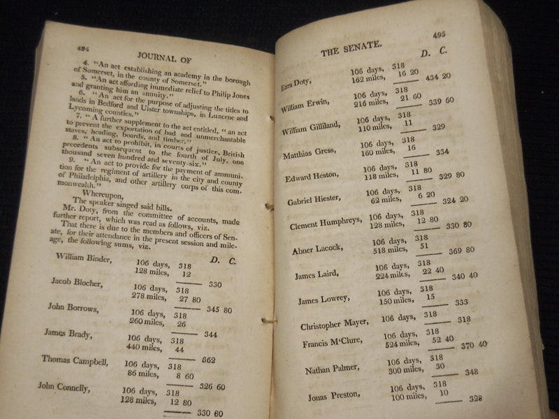 1806-1809 PENNSYLVANIA COMMONWEALTH JOURNAL OF THE SENATE - 3 VOLUMES - KD 3370H