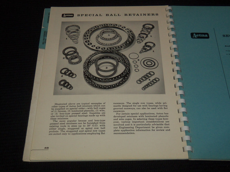1957 AETNA BALL & ROLLER BEARING COMPANY GENERAL CATALOG NO. 182 - KD 3912T
