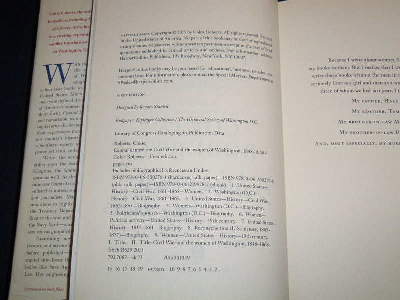 2015 CAPITAL DAMES CIVIL WAR BOOK INSCRIBED BY COKIE ROBERTS - KD 4670B