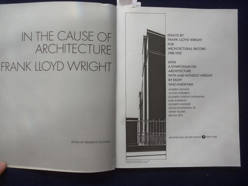 1987 IN THE CAUSE OF ARCHITECTURE FRANK LLOYD WRIGHT BOOKS - LOT OF 4 - KD 8833